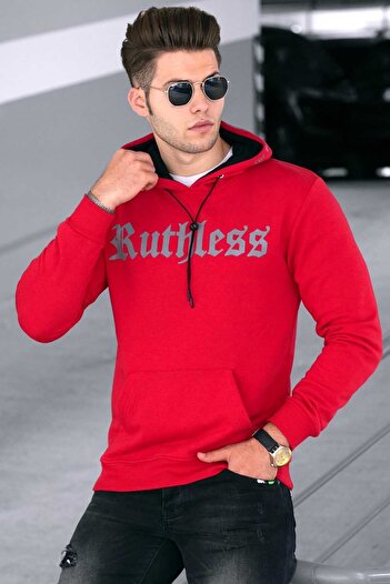 Madmext Red Printed Men's Sweatshirt 4747