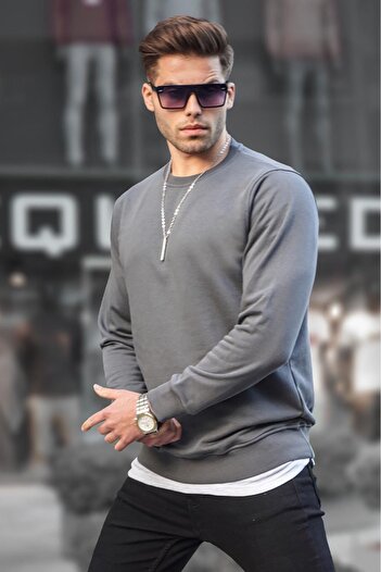 Madmext Ανδρικό φούτερ Smoked Basic Crew Neck 6047