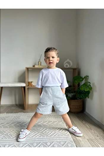 favorimkids Gray Shorts T-Shirt Set Cotton Bottom Top Set – Stylish and Stylish