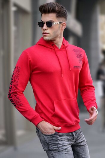 Madmext Red Printed Men's Sweatshirt 5313
