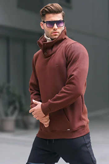 Madmext Ανδρικό φούτερ με λεπτομέρειες Bitter Brown Collar 4411