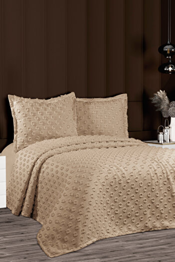CANDAN ÇEYİZ Pompon Modern 3 Piece Double Multi-Purpose Cover Bedspread