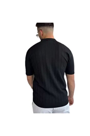 Lonca Tekstil Men's Regular Fit Polo Neck Short Sleeve Knitwear T-Shirt