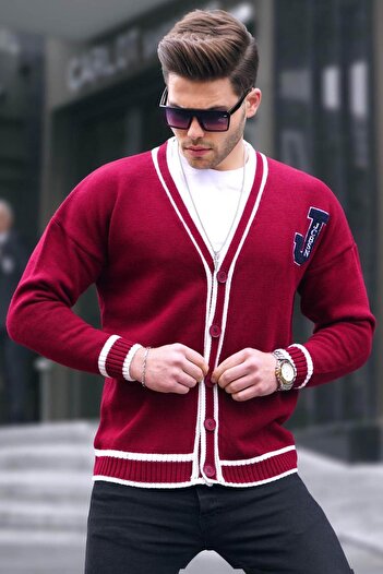 Madmext Claret Red Men's Knitwear Cardigan 6314
