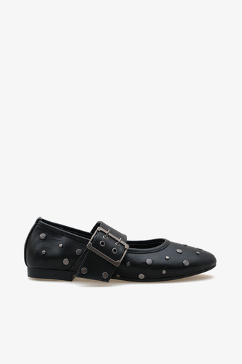 Stella Women's Banded Buckle Stone Ballerina Ballet Eslep Black