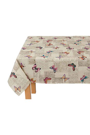 Homelux Tablecloth Butterfly Pattern 100X135 Cm 50% Cotton Beige/Pink/White