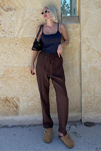 Madmext Relaxed Cut Brown Trousers - Adjustable Waist MG2161