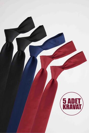 Tudors 5 Pack Plain Slim Black-Navy-Burgundy Men's Ties