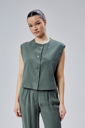 Bolivente Green Regular Modal Fabric Vest