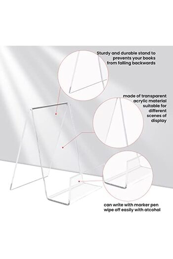 Generic Set of 10 Clear Acrylic Book Stands – Transparent Display Holders for Books, Menus, and Magazines