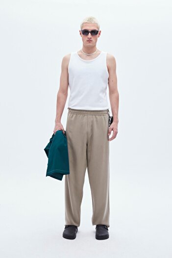 VAMOSCLO Comfortable Fit Lyocell Fabric Trousers Beige