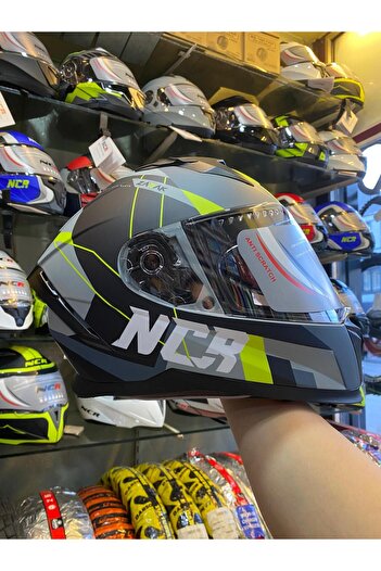 NCR FULL FACE KASK KAPALI KASK NCR KASK SARI GRİ