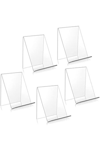 Generic Set of 5 Clear Acrylic Book Stands – Transparent Display Holders for Books, Menus, and Magazines