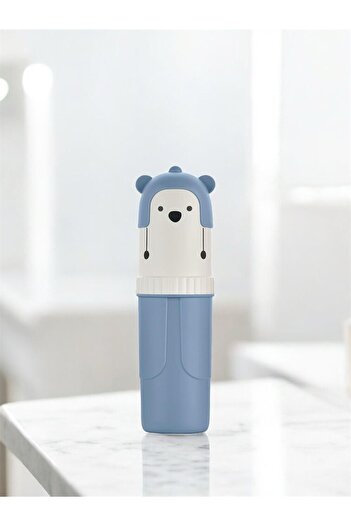 Bayev Blue Capped Pen Holder, Travel Type Accessory Carrying Container Toothpaste Toothbrush Storage Box