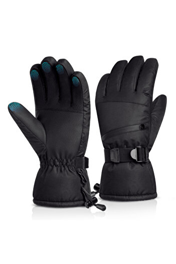 Choice L Black Ski Gloves Men Women Waterproof, Touchscreen Snow Gloves, Snowboard Gloves for Cold Weather