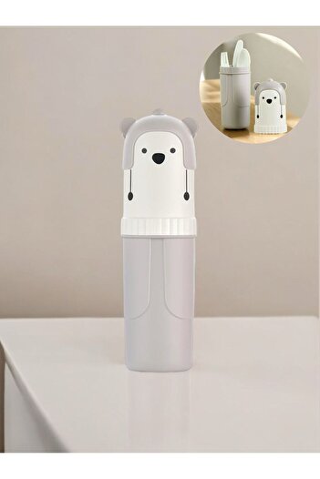 Bayev Gray Capped Pen Holder, Travel Type Accessory Carrying Container Toothpaste Toothbrush Storage Box