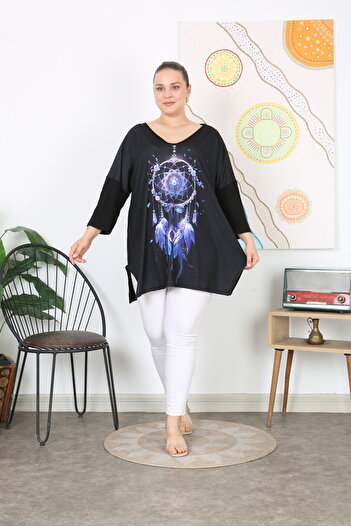 XL Modam Women's Digital Printed Truvacar Sleeve Large Size Tunic