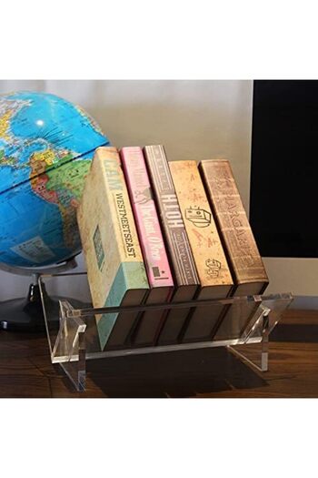 Generic Clear Acrylic Desktop Bookshelf – Minimal Book Display and Magazine Organizer for Home or Office