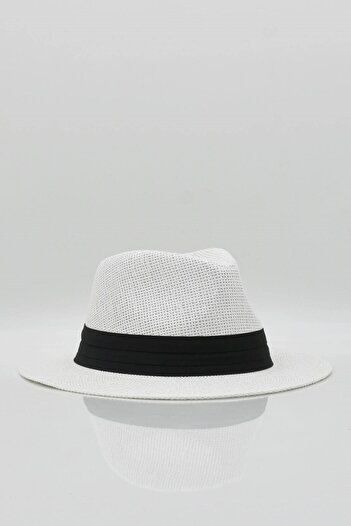 Külah Men's Straw Beach Hat Summer Sombrero - White