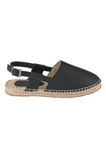 NOOSY Genuine Leather Black Patterned Women's Handmade Espadrille