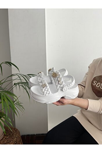 Behtah Kundura High Thick Sole Stone Stylish Design Open Front Soft Daily Slippers Sandals