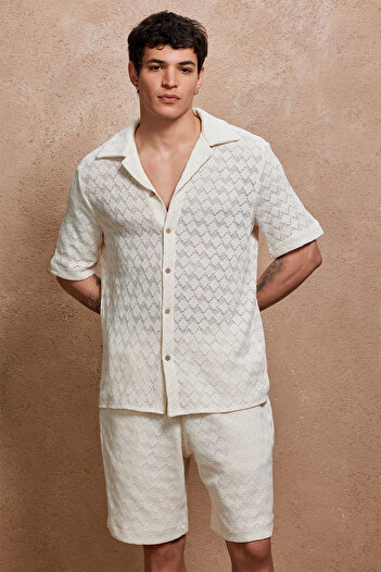 Dear Deer Natural Cotton Knitwear Shirt & Shorts Set
