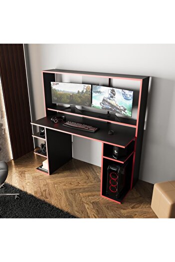 Bimossa Dante S8480 Oyuncu Masası Siyah Kırmızı 140 Cm