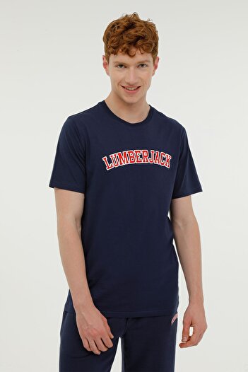 lumberjack Ml Weneg-B 11Id53 4Fx Navy Blue Men's Short Sleeve T-Shirt