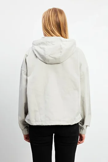 VENA Women's Meggy Gray Hooded Windbreaker Jacket - 8788g-079