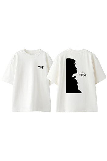 THEWERT Μπλουζάκι Michael Jackson King Design Back Printed Βαμβακερό λευκό oversize μπλουζάκι