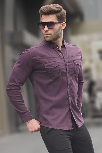 Madmext Μωβ ανδρικό πουκάμισο Gabardine Comfortable Fit 6810