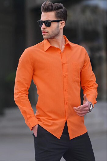 Madmext Orange Regular Fit Men's Shirt 5592