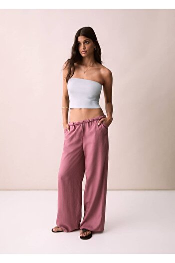 Mango Teen Straight cut linen trousers