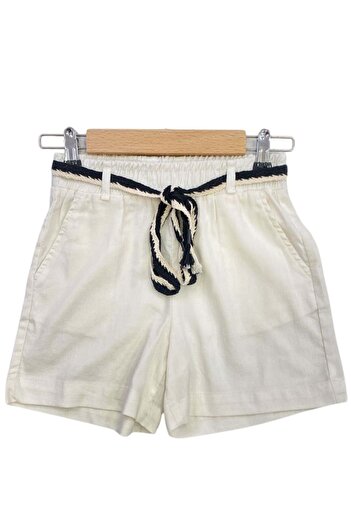 wakawakakidsstore White Linen Shorts Girls/Boys - Ecru