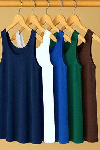 COTENCONCEPT Tricou pentru atlet cu bretele groase din bumbac, 5 bucăți