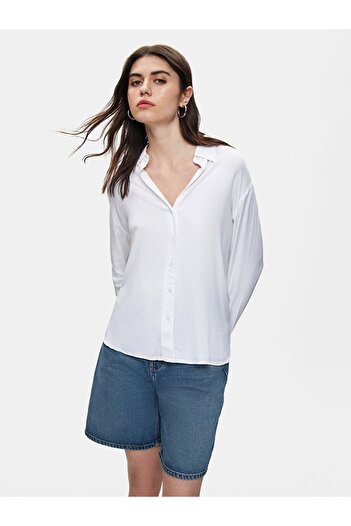 Ltb Basic Relaxed Long Sleeve White Shirt