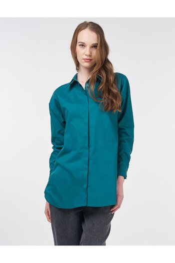 Kayra Basic Cotton Shirt Green