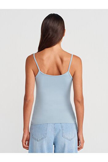 Dilvin 20901 Thin Strap Polyamide Top-Dark Blue