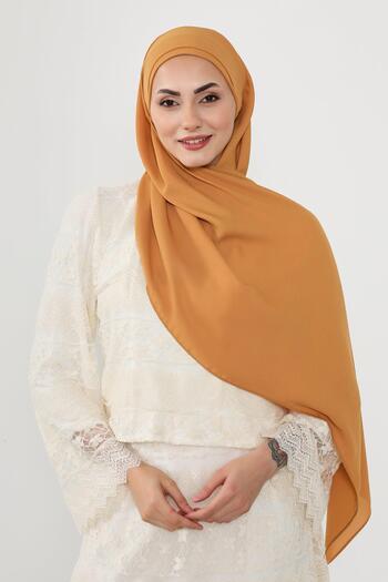 Aisha's Design Πρακτικό σάλι από κρεπ με πλισέ στο μπροστινό μέρος, PS-54, μουστάρδα