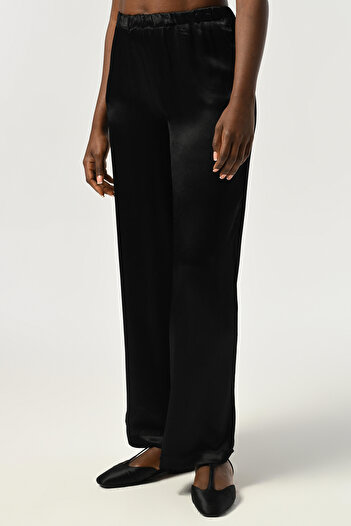 Orfeo Negro Women's Elastic Waist Loose Leg Solid Color Viscosa Fabric Pants
