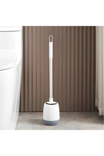 Herum Toilet brush and container set with adhesive, plastic, flexible silicone bristles, 10 x 52.5 cm