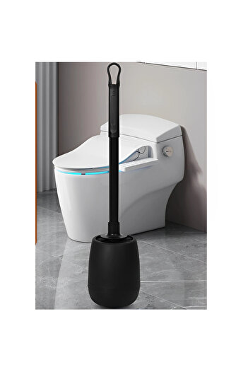 Herum Toilet brush and container set with adhesive, plastic, flexible silicone bristles, 10 x 52.5 cm