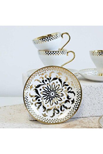Rossel Premium White Gold 6'Lı Footed Cup Set 90Cc Rsy-139