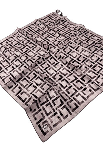 Levidor Twill Silk Scarf Ld480 Geometric Pattern Pink - Powder