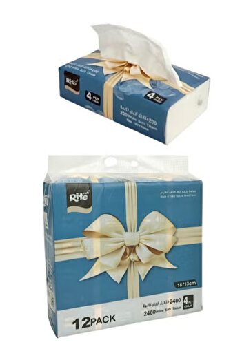 RITE Rite Tissues 12 Boxes 2400 Ostrich Tissues Made of the Finest Wood Fibers, 4 Ply