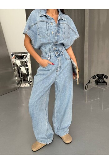DENİKK Trend Oversize Comfortable Fit Loose Leg Baggy Jumpsuit Salopet