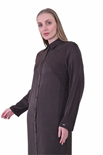 Invee Invee 7032 Silk Qupra Shirt Dress - Brown