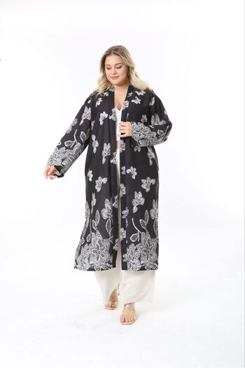 Butik Nilyam Women's Plus Size Linen Kimono and Pants Bottom Set 24751