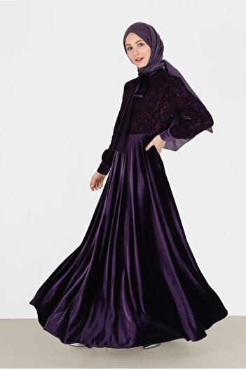 Alvina Shiny Velvet Dress with Lapel Neck 40239