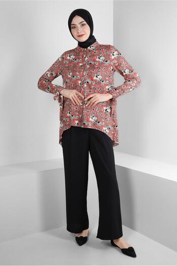 Alvina PATTERNED CUFFS BINDING DETAIL BLUZ 43714